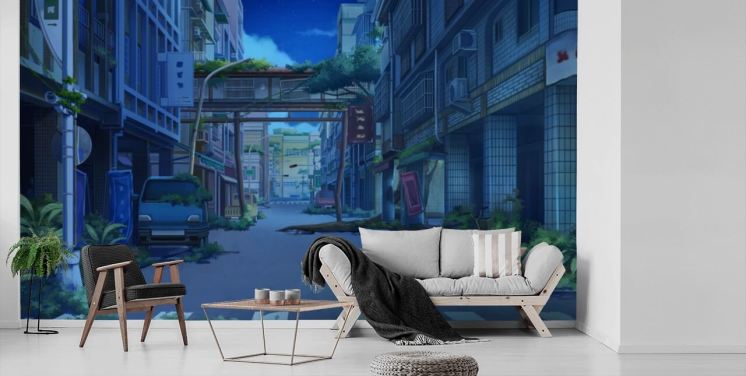 mørke og øde animerede city street tapet
