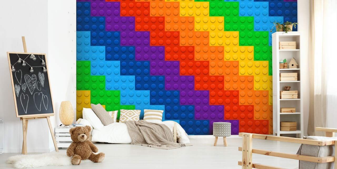 Regnbue af legetøj mursten tapet Regnbue af legetøj mursten tapet