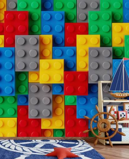 colourful kids wallpaper mural called Toy Brick Fun for kids bedrooms, playrooms and schools colourful kids wallpaper mural called Toy Brick Fun for kids bedrooms, playrooms and schools