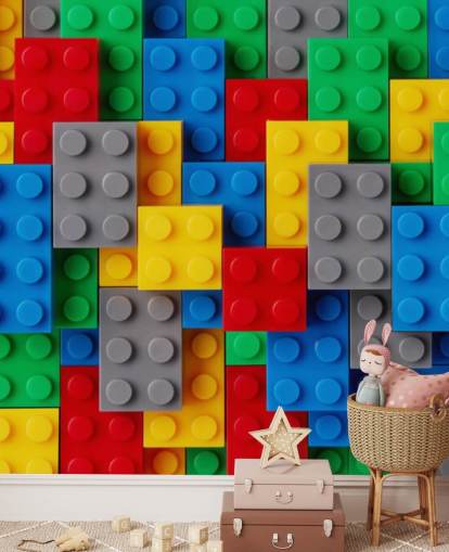 carta da parati murale colorata per bambini chiamata Toy Brick Fun per camerette, sale giochi e scuole carta da parati murale colorata per bambini chiamata Toy Brick Fun per camerette, sale giochi e scuole