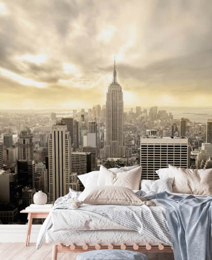 grå anpassningsbar New York tapetväggmålning som heter Manhattan för vardagsrum grå anpassningsbar New York tapetväggmålning som heter Manhattan för vardagsrum