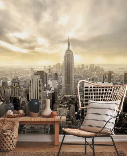 mural de papel de parede cinza personalizável de Nova York chamado Manhattan para salas de estar mural de papel de parede cinza personalizável de Nova York chamado Manhattan para salas de estar