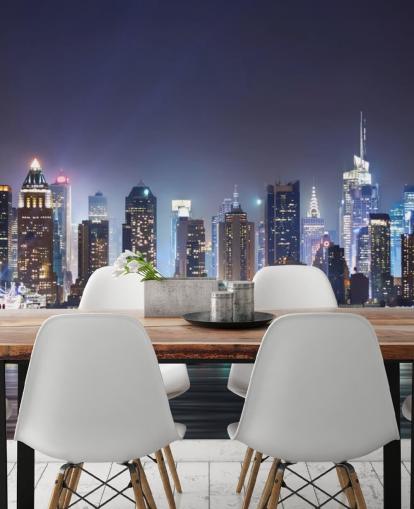 dark customisable New York wallpaper mural called New York Manhattan Skyline at Night for offices and living rooms dark customisable New York wallpaper mural called New York Manhattan Skyline at Night for offices and living rooms