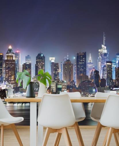 dark customizable New York wallpaper mural called New York Manhattan Skyline at Night for offices and living rooms dark customizable New York wallpaper mural called New York Manhattan Skyline at Night for offices and living rooms