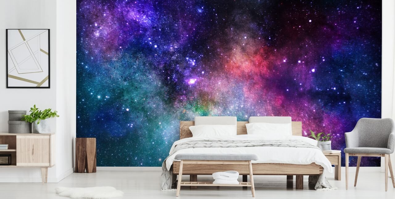 pink, purple and blue custom nebula wallpaper mural called Colorful Nebula for bedrooms