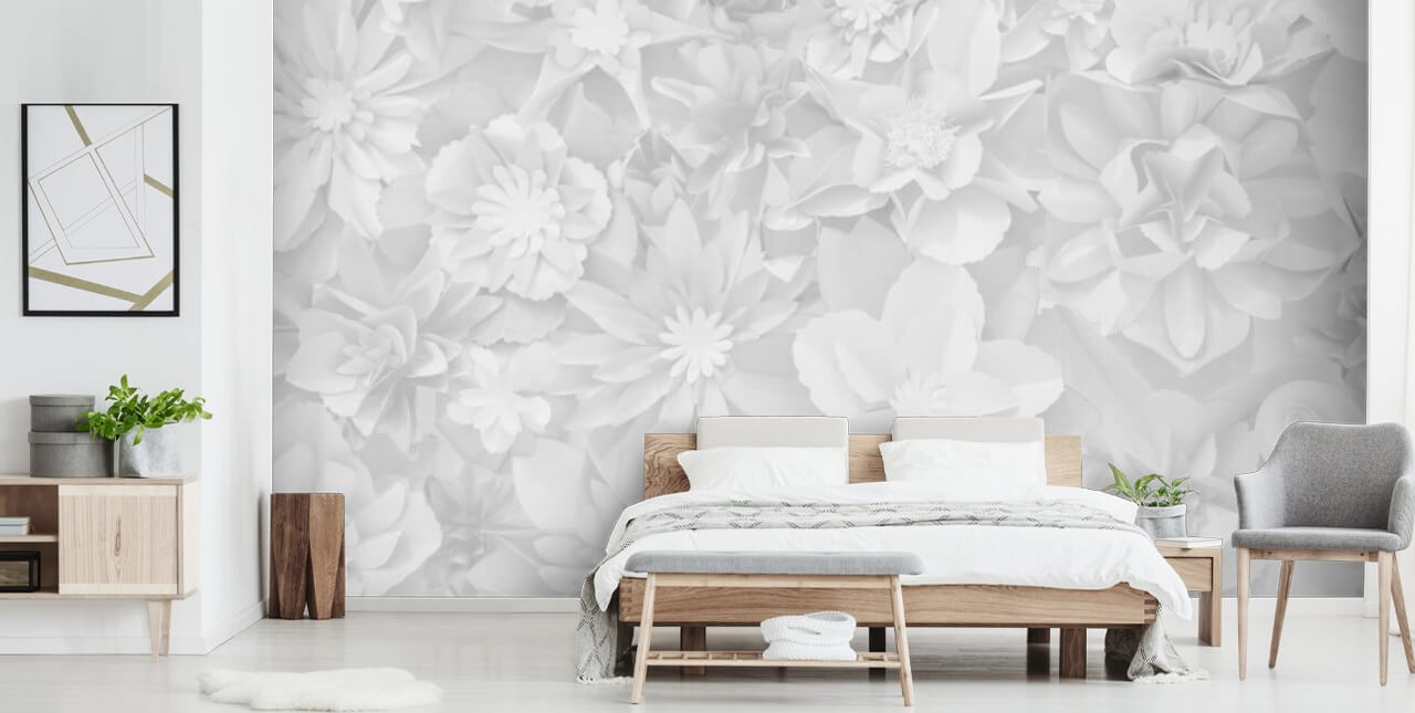 subtile hvite blomster tapet