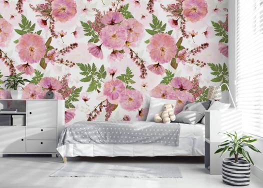 Delicate Bunches Pink Flower Wallpaper