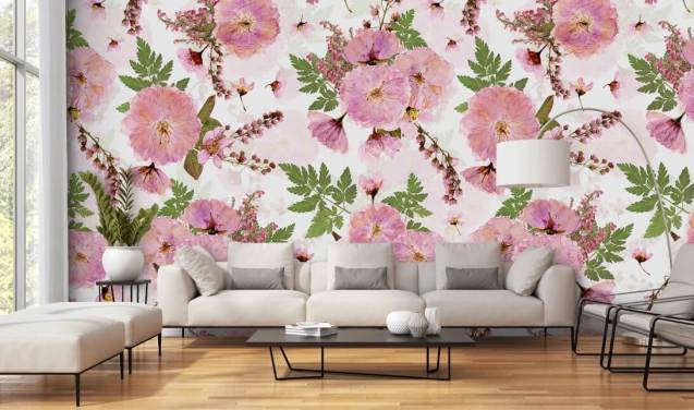 Delicate Bunches Pink Flower Wallpaper