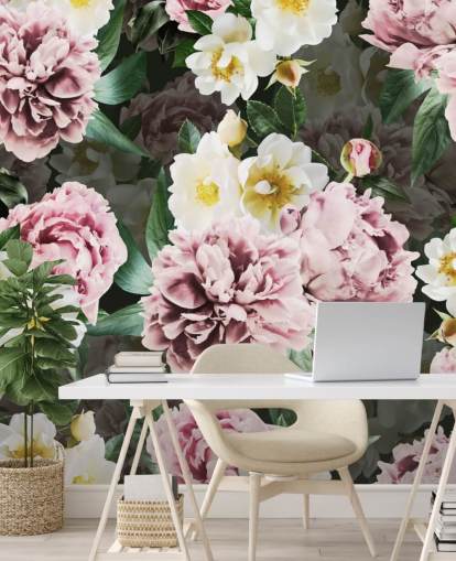 pink peonies and yellow and white flowers wallpaper pink peonies and yellow and white flowers wallpaper