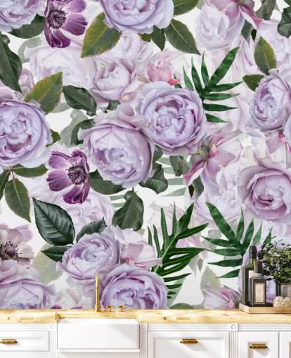 purple peonies with green leaves on a white background wallpaper purple peonies with green leaves on a white background wallpaper