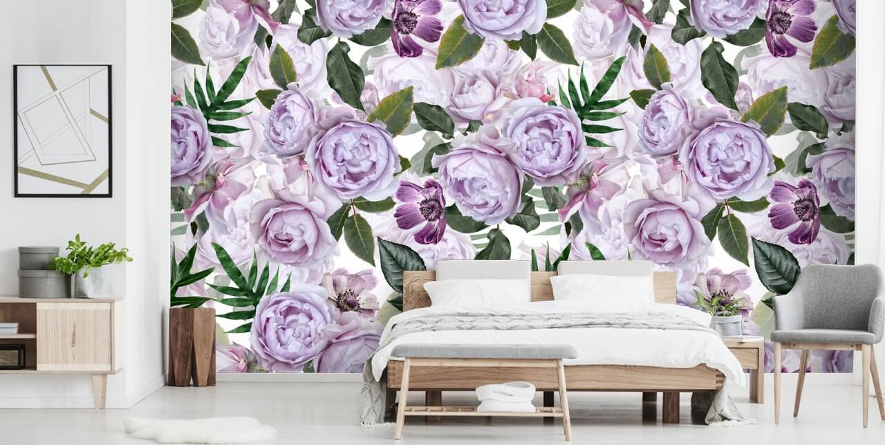 peonie viola con foglie verdi su sfondo bianco peonie viola con foglie verdi su sfondo bianco