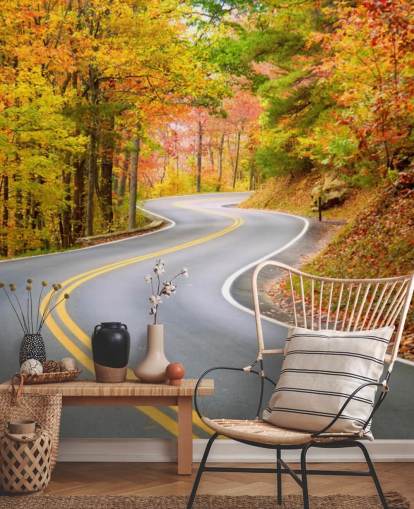 Straße läuft durch den Herbst Tapete Straße läuft durch den Herbst Tapete