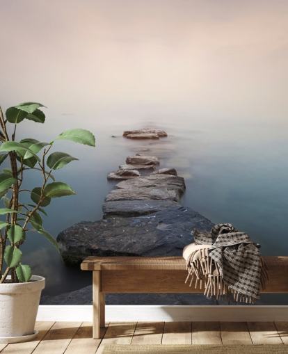 sten väg i dimmiga sjö tapeter sten väg i dimmiga sjö tapeter