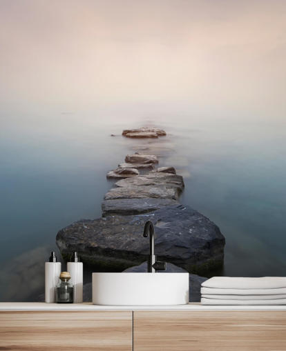 sten väg i dimmiga sjö tapeter sten väg i dimmiga sjö tapeter