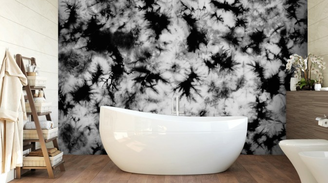 carta da parati tie dye in bianco e nero