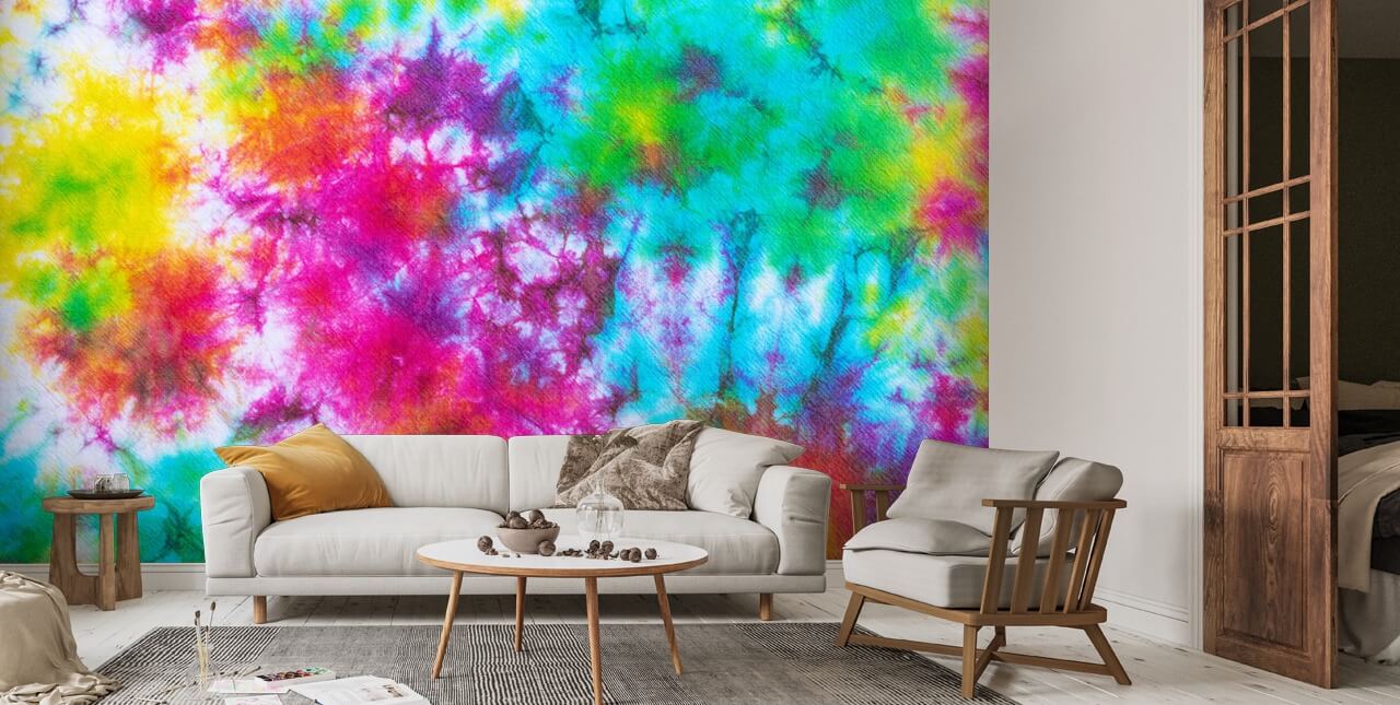 Tie Dye Wallpaper Border Rainbow Vibrant Radiating Kids Teens Room