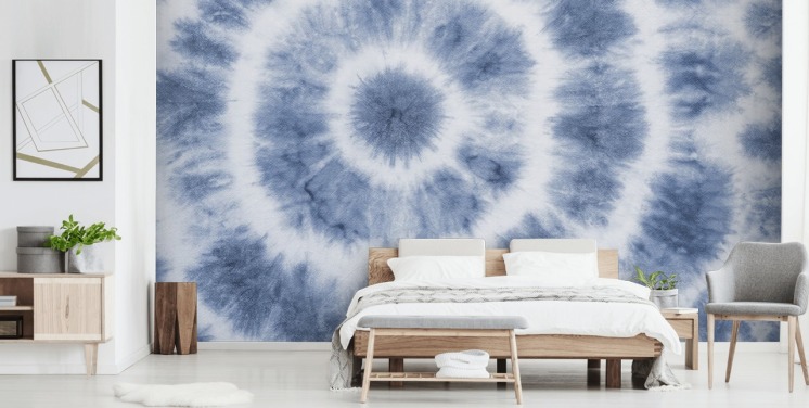 blue and white circle tie dye wallpaper
