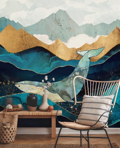 azul marino y dorado océano y montañas con fondo de pantalla de ballenas azul marino y dorado océano y montañas con fondo de pantalla de ballenas