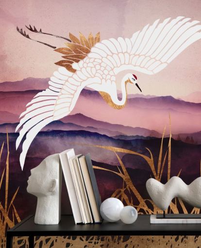white bird, purple mountains and gold grass wallpaper white bird, purple mountains and gold grass wallpaper