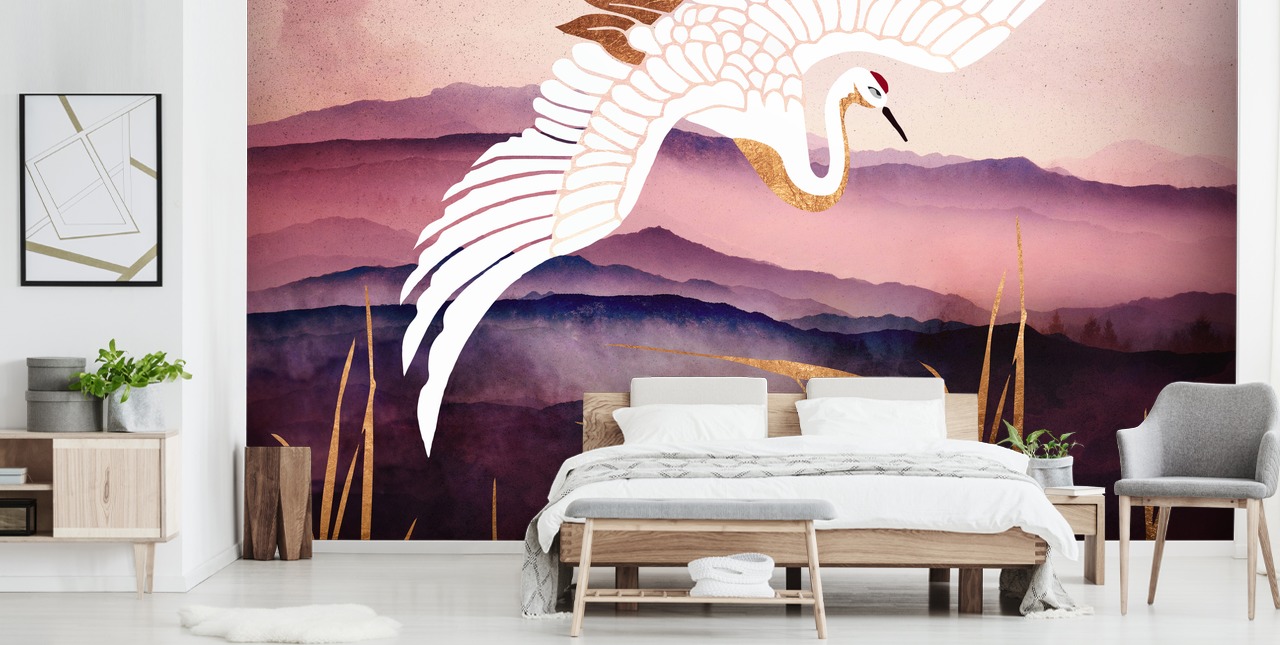 white bird, purple mountains and gold grass wallpaper white bird, purple mountains and gold grass wallpaper