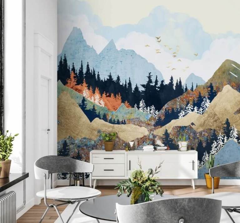 Living Room Wallpaper & Wall Murals | Wallsauce US