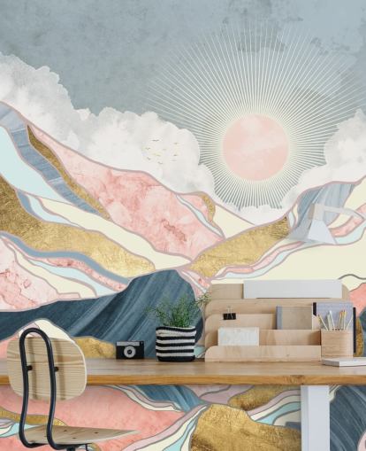 goud- en pastelbergen en zonnebehang goud- en pastelbergen en zonnebehang