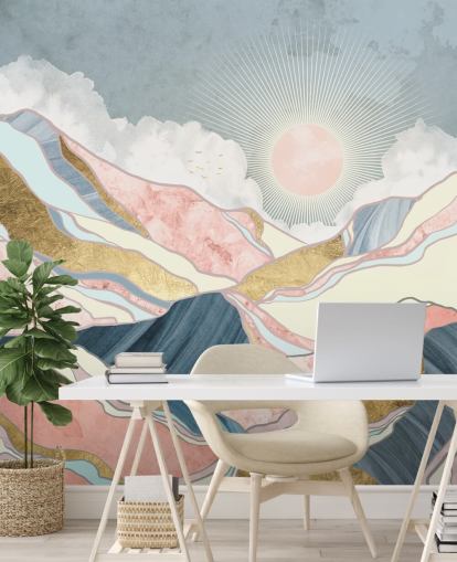 gold and pastel mountains and sun wallpaper gold and pastel mountains and sun wallpaper