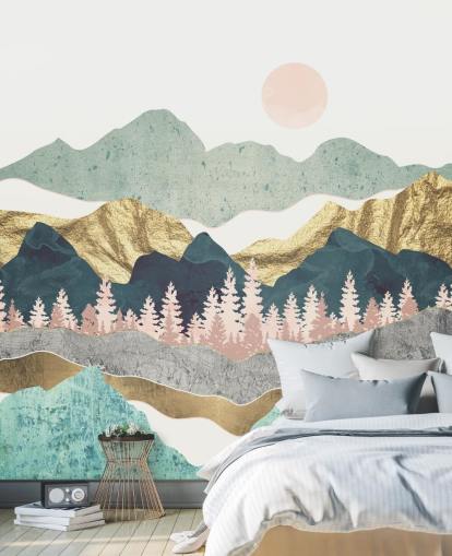 abstract pastel and gold mountain wall mural abstract pastel and gold mountain wall mural