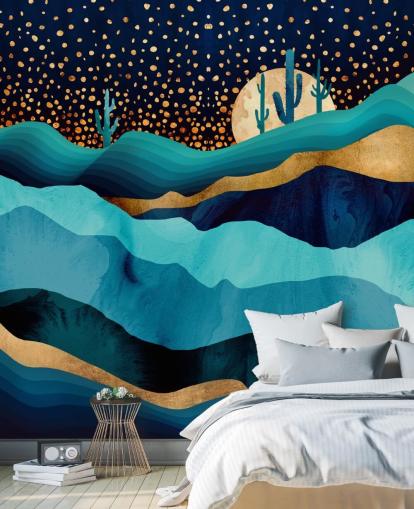 abstract blue and gold desert landscape wallpaper abstract blue and gold desert landscape wallpaper