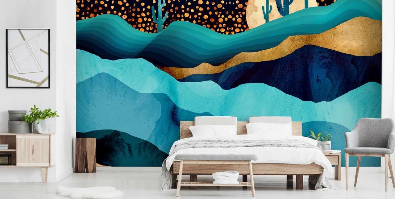 fondo de pantalla abstracto paisaje desértico azul y dorado fondo de pantalla abstracto paisaje desértico azul y dorado