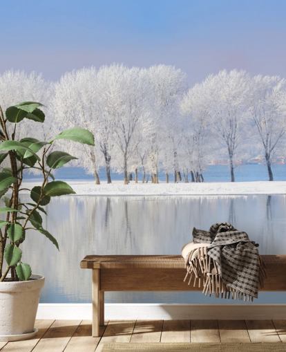 Frosty Tree Island Baggrund Frosty Tree Island Baggrund