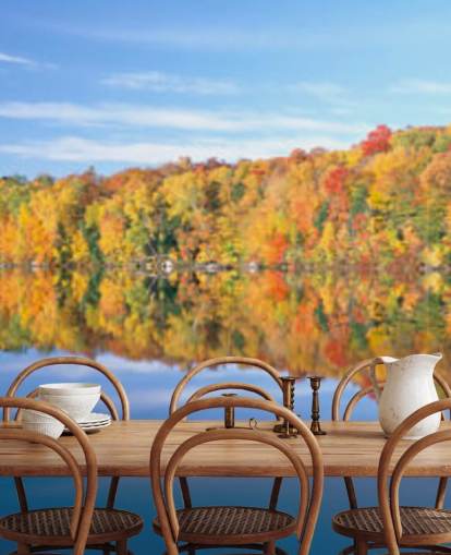 orange and yellow trees by lake wallpaper orange and yellow trees by lake wallpaper