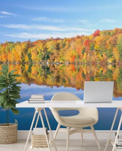 orange and yellow trees by lake wallpaper orange and yellow trees by lake wallpaper