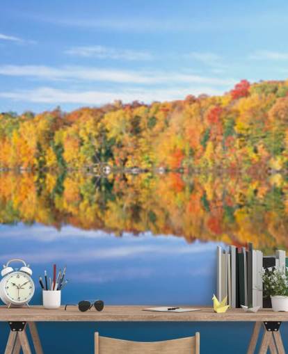 orange and yellow trees by lake wallpaper orange and yellow trees by lake wallpaper