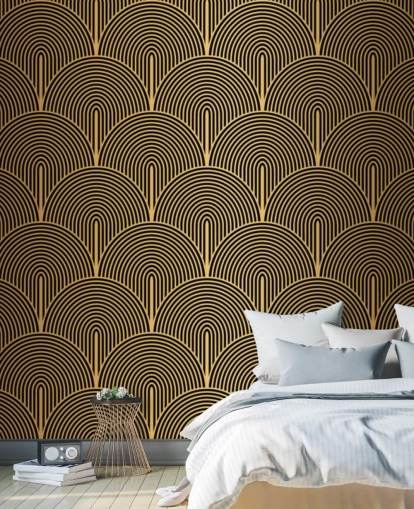 papel de parede de escamas de sereia em preto e dourado papel de parede de escamas de sereia em preto e dourado