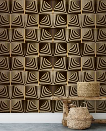 papel de parede de escamas de sereia em preto e dourado papel de parede de escamas de sereia em preto e dourado