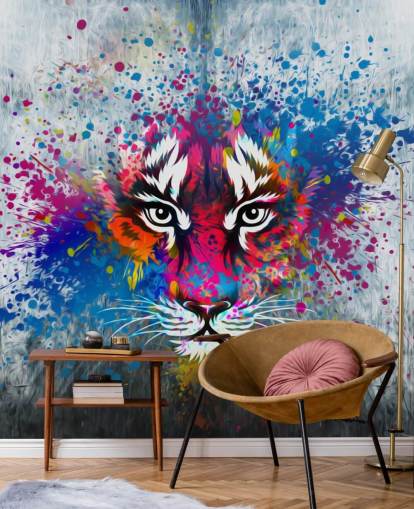 Personalisierbares Graffiti-Tapeten-Wandbild Tiger Art für Schlafzimmer Personalisierbares Graffiti-Tapeten-Wandbild Tiger Art für Schlafzimmer