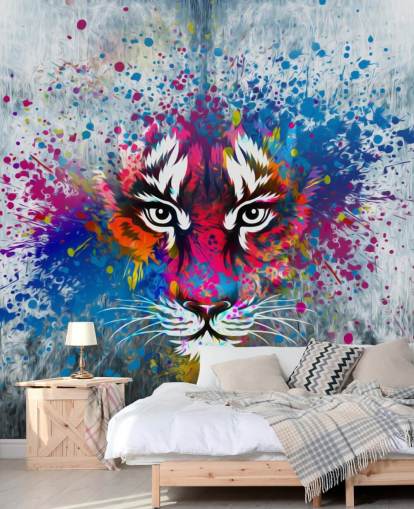 graffiti customisable tiger wallpaper mural called Tiger Art for bedroom graffiti customisable tiger wallpaper mural called Tiger Art for bedroom