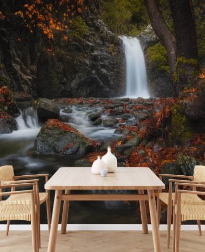 kleiner Wasserfall im herbstlichen Wald Tapete kleiner Wasserfall im herbstlichen Wald Tapete