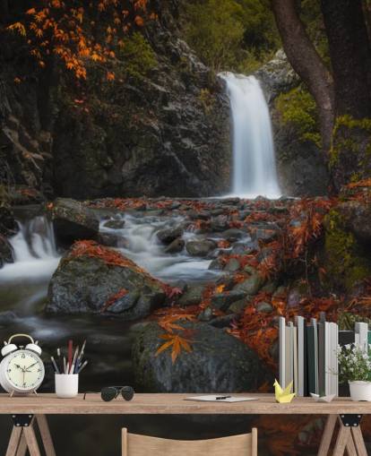 litet vattenfall i höstens skog tapeter litet vattenfall i höstens skog tapeter