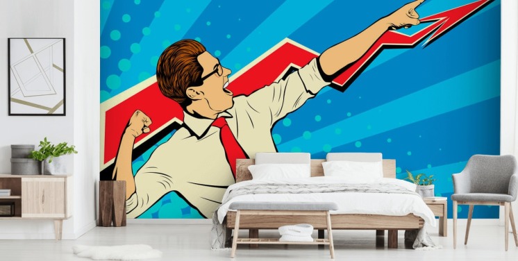 office guy with glasses doing a dab in pop art style wallpaper