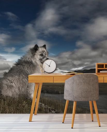 big grey shaggy dog sat by a river wallpaper big grey shaggy dog sat by a river wallpaper