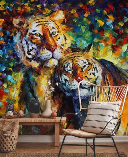 papier peint câlinant deux tigres peints papier peint câlinant deux tigres peints