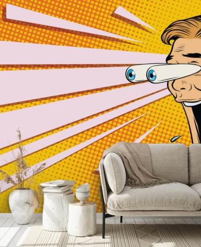 mann sikler med kjevefall og øyne som springer ut av hodet pop art tapet mann sikler med kjevefall og øyne som springer ut av hodet pop art tapet