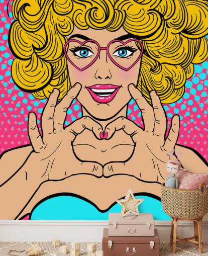 krøllete blondt håret jente å lage en kjærlighet hjerte med hender retro tapet krøllete blondt håret jente å lage en kjærlighet hjerte med hender retro tapet