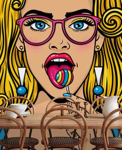 blond pige iført briller med lollypop i munden tapet blond pige iført briller med lollypop i munden tapet