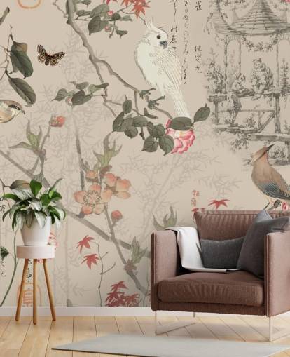 lintu ja kukka chinoiserie tapetti lintu ja kukka chinoiserie tapetti