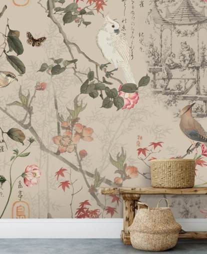 lintu ja kukka chinoiserie tapetti lintu ja kukka chinoiserie tapetti