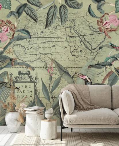 leafy jungle and floral wallpaper with vintage mag background leafy jungle and floral wallpaper with vintage mag background