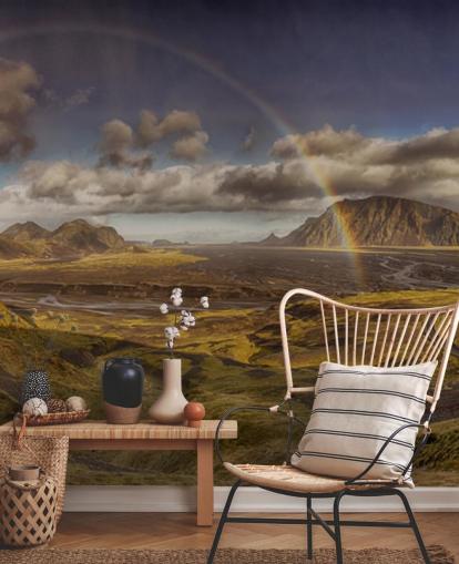 rainbow over hilly landscape wallpaper rainbow over hilly landscape wallpaper